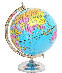 Educational Globe + Magnifying Glass, Rotating World Globe With Steel Finish Arc & Base | World Globe, For Kids Learning, Students & Home Decor, Office Desk, Pack Of 1