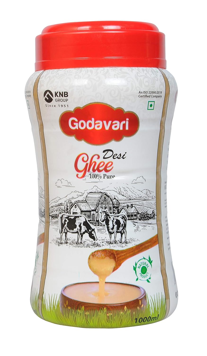 Organic Pure Desi Ghee By Godavari | High In Protein Fiber Healthy Desi Ghee Good For Taste | (1 Litr) 33.8 Ounce | Jar Pack