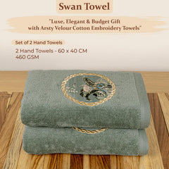 Akiko Home Prima Dream 100% Cotton Hand Towels 400 Gsm | Soft, Absorbent & Durable, Cotton Hand Towel | Pack Of 2 (Green)
