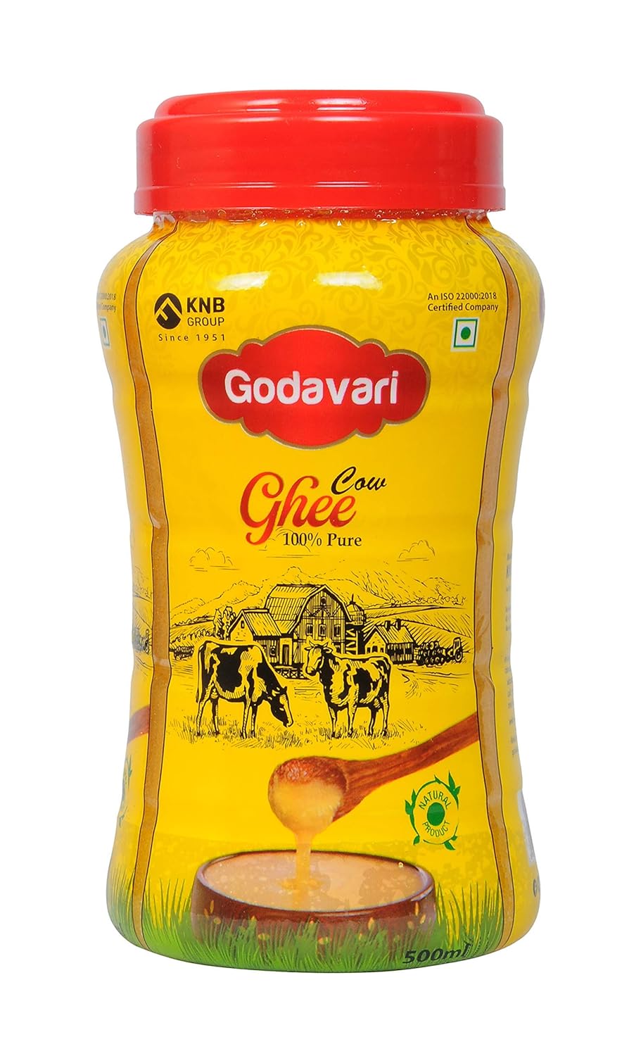 Pure Desi Cow Ghee By Godavari | High In Protein Fiber Healthy Desi Ghee Good For Parathe | (500ml) 16.9 Ounce | Jar Pack