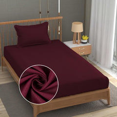 Solid Plain Single Size Bedsheet Set With 1 Pillow Covers | Size - 60 X 90 Inches, Wine | Ideal For All Seasons Due To Its Breathable Nature