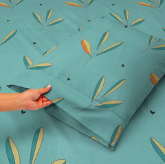 100% Microfiber Elastic Fitted Bedsheets With 2 Pillow Covers - 78x72+10 Inches, Sea Green | Double Bed With All Around Elastic Bedsheet