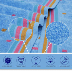 Liberty Towels Ultra Zero Twist 100% Cotton Large Size Towel 500 Gsm | Ultra Soft, Highly Absorbent, Quick Dry Bath Towel (Blue)