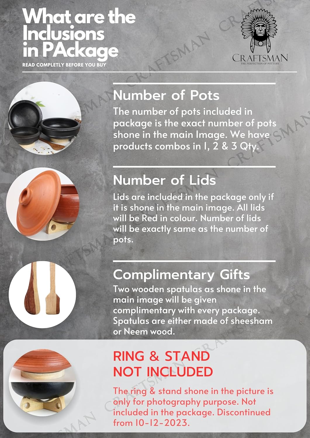 Deep Burned Uncoated Clay Pot Or Mitti Handi With Lid Combo + 2 Wooden Spatulas Complimentary Pack Of 2 - Red, 2+3 Liters | Pre-Seasoned Mud Pot - Unglazed, Double Fired, Hand Crafted Deep Burned Uncoated Clay Pot Or Mitti Handi With Lid Combo + 2 Wooden Spatulas Complimentary Pack Of 2 - Red, 2+3 Liters | Pre-Seasoned Mud Pot - Unglazed, Double Fired, Hand Crafted