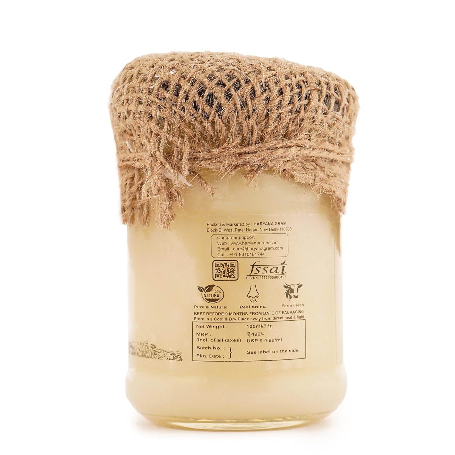 Pure A2 Buffalo Desi Ghee By Haryana Gram | Rich In Vitamin A, D & Minerals Healthy Desi Ghee Good For Bones Health | (100ml) 3.3 Ounce | Jar Pack Pure A2 Buffalo Desi Ghee By Haryana Gram | Rich In Vitamin A, D & Minerals Healthy Desi Ghee Good For Bones Health | (100ml) 3.3 Ounce | Jar Pack