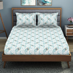 King Size 1 Double Bedsheet With 2 Pillow Covers - Size 108 X 108 Inches, Light Blue | Soft Feel Wrinkle Resistance | Durability & Comfort, Breathable