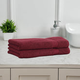 Fresh From Loom Luxury Fur Collection Hand Towel 500 Gsm Napkins Cotton High Absorbency Double Stitched Size (Wine) - Set Of 2