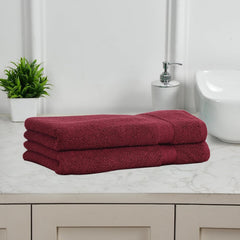 Fresh From Loom Luxury Fur Collection Hand Towel 500 Gsm Napkins Cotton High Absorbency Double Stitched Size (Wine) - Set Of 2