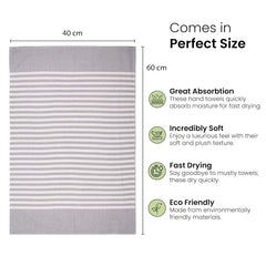 Mush Bamboo Turkish Hand Towels 250 Gsm | 100% Bamboo Gym Towel For Men & Women | Ultra Soft, Absorbent & Quick Dry Towel | Navy Blue & Grey (Set Of 2)