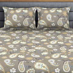 King Size 1 Double Bedsheet With 2 Pillow Covers - Size 108 X 108 Inches, Taupe | Soft Feel Wrinkle Resistance | Durability & Comfort, Breathable