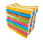 Space Fly Cotton Cabana Striped High Absrobent Hand Towels 1200 Gsm (Multicolor) - Set Of 10