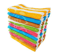 Space Fly Cotton Cabana Striped High Absrobent Hand Towels 1200 Gsm (Multicolor) - Set Of 10