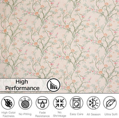 Soft Cotton Single Size Bedsheet With 1 Pillow Cover | 60 X 90 Inches, Oyster-Pink | Anti-Fade Printed Design | 200 Thread Count