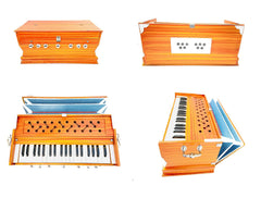 Musical Instrument Harmonium - 7 Stopper, 3 1/4 Octave, Double Fold Bellow, 39 Keys, Two Reeds (Base- Male) | Two Side Carry Handles, Jaali Frame On Keys