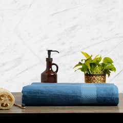 HimêYa Bamboo Bath Towel 400 Gsm | 100% Cotton Bamboo Towel For Men & Women (Nautical Blue)