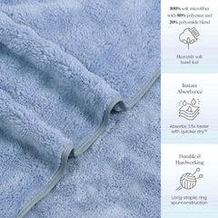 Enrich Homes Microfiber Bath Towels 450 Gsm | Large Size Super Soft Towel For Women & Men (Light Blue)- 1 Pcs