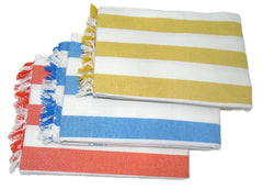 Sr Handlooms And Textiles 100% Handloom Cotton Extra Large Size Bath Towels 900 Gsm (Coral Red, Blue & Yellow) - 3 Pcs