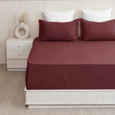 Cotton Flat Bedsheet For Queen With 2 Pillow Cover - 90 X 108 Inches, Maroon | Ideal For Everyday Use Bedsheet - 300 Thread Count