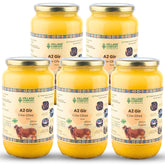 Premium A2 Cow Desi Ghee By Village Company | Rich In Nutrients Calcium & Iron Pure Healthy Desi Cow Ghee For Weight Loss | 5 Litr (1 Litr * 5) 169.0 Ounce | Jar Pack