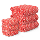 Heart Home Microfiber Bath & Face Towels 1800 Gsm | Quick Absorbent Hand Towels For Wash Basin Bathroom & Kitchen Circle (Red) - Pack Of 6