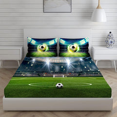 Cotton Bedsheet For King Size With Pillow Cover Set - 108x108 Inches, Green & Blue | Breathable & Light Weight, All Season Comfort-Ideal For Daily Use & Gifting Bedsheet