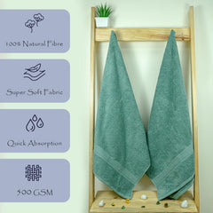 Rangoli 100% Cotton Fibre Bath Towel 1000 Gsm | Highly Durable & Super Absorbent Towel | Skin-Friendly & Quick Drying Luxury Towels (Mint Green) - Pack Of 2
