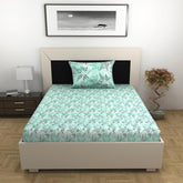 1 Single Bedsheet With 1 Pillow Cover - 57 X 87 Inches, Aqua Mist | 144 Thread Count Lightweight, Soft, Skin Friendly - Everyday Use Cotton Bedsheet