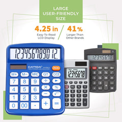 Desktop Calculator 12 Digit With Large LCD Display And Sensitive Button, Solar And Battery Dual Power, Standard Function For Office, Home, School, CD-2786 (Blue)