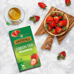 Twinings Strawberry Green Tea - 25 Enveloped Tea Bags | Sweet & Refreshing - Low Caffeine