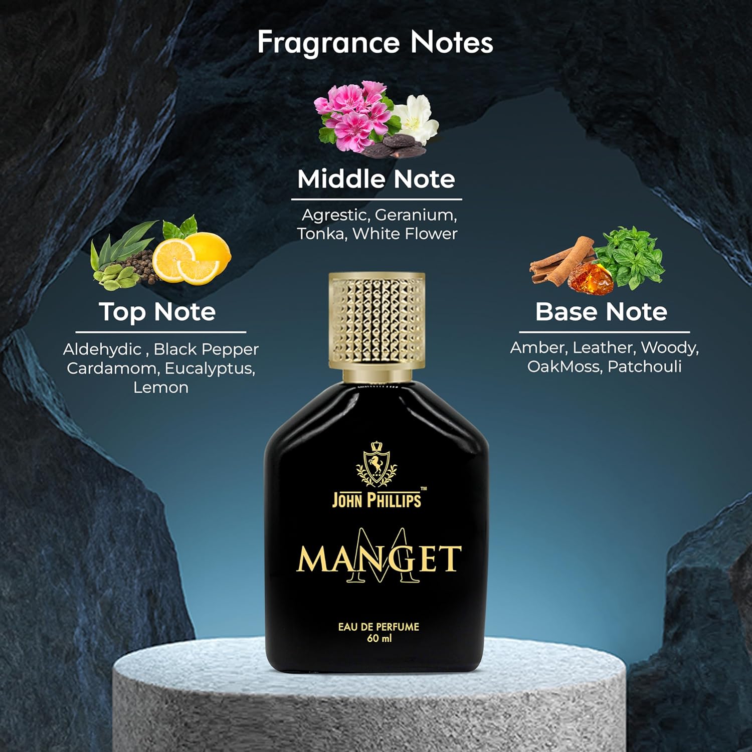 John Phillips  Black Cherry Eau De Perfume 100ml 3.4 Fl.oz. & Manget Eau De Perfume 60ml 2 Fl.oz. | For Men Combo Of 2 John Phillips  Black Cherry Eau De Perfume 100ml 3.4 Fl.oz. & Manget Eau De Perfume 60ml 2 Fl.oz. | For Men Combo Of 2