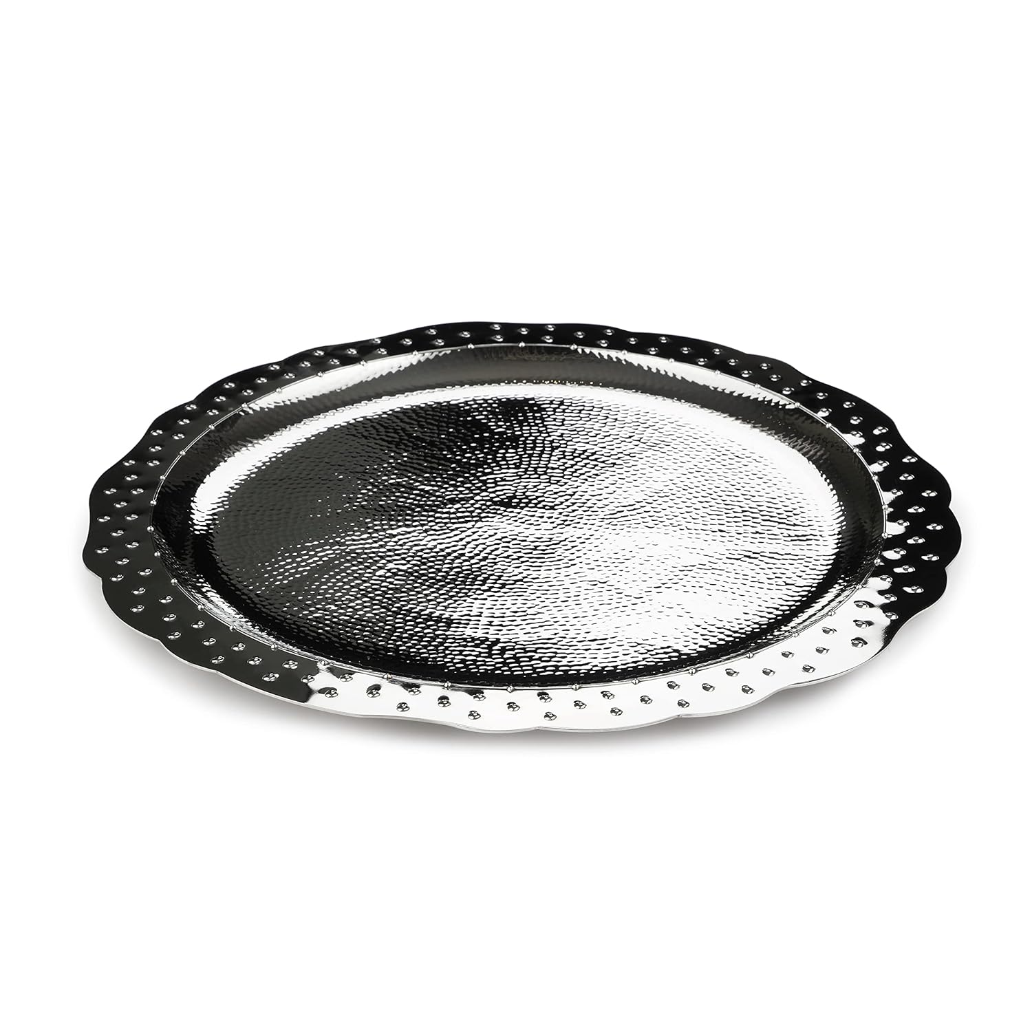 Designer Chrome Stainless Steel Round Platters - Polka Series | Serving Tray For Food Dessert Fruit Coffee Tea - Serve Ware, Dinnerware & Tableware Designer Chrome Stainless Steel Round Platters - Polka Series | Serving Tray For Food Dessert Fruit Coffee Tea - Serve Ware, Dinnerware & Tableware