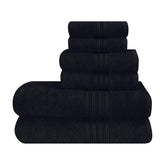 Boutiquo 100% Cotton 2 Bath, 2 Hand & 2 Face Towels 1800 Gsm | Eco-Friendly Towels For Men & Women Ultra Soft & Highly Absorbent - Black (Set Of 6)