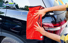 Softspun Microfiber Cloth Towel 400 Gsm | Extra Thick Microfiber Cleaning Cloths Perfect For Bike, Auto, Cars Both Interior & Exterior (Red)- Pack Of 1
