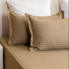 Premium Soft Cotton Bedsheets With 2 Piece Pillow Cover, Double Bed - 90 X 100 Inches, Taupe | Wrinkle-Free & Skin-Friendly