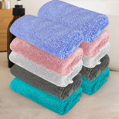 Heelium Bamboo Face Towel 1200 Gsm | Ultra Absorbent & Odour-Free 3x Softer Than Cotton Towels | Pack Of 10 -Iris, Peach, Light Grey, Grey & Teal