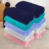 Heelium Bamboo Face Towel 1200 Gsm | Ultra Absorbent & Odour-Free 3x Softer Than Cotton Towels | Pack Of 10 -Blue, Teal, Iris, Light Grey & Peach