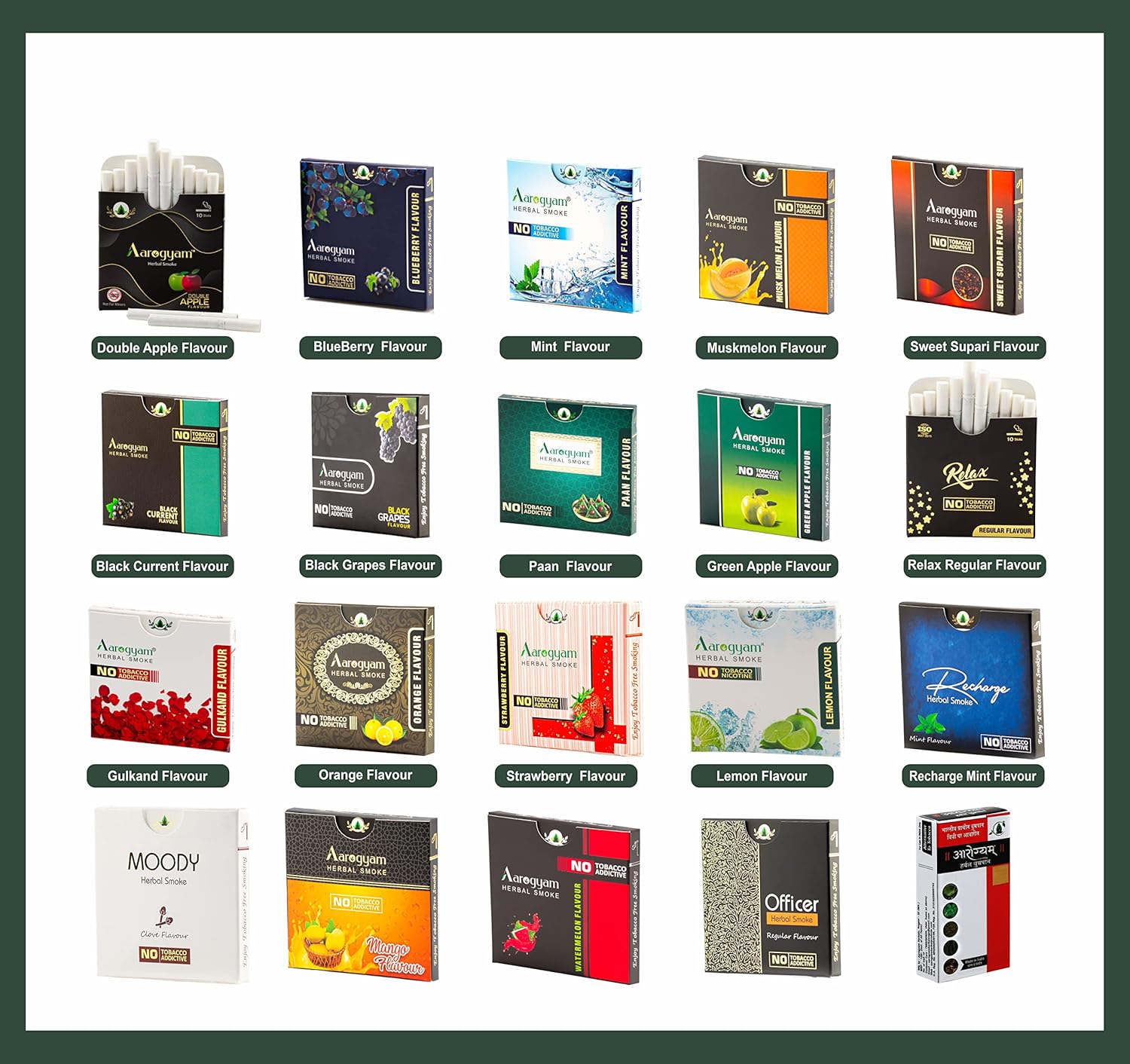 Aarogyam Herbals Flavoured Cigarette 100% Tobacco And Nicotine Free Smoke For Relieve Stress & Mood Enhance Product - 10 Sticks In Each Packet 20 Packets Aarogyam Herbals Flavoured Cigarette 100% Tobacco And Nicotine Free Smoke For Relieve Stress & Mood Enhance Product - 10 Sticks In Each Packet 20 Packets
