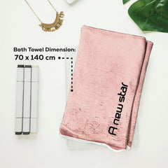 Housse Premium Soft Microfiber Embroidery Bath Towel 350 Gsm | Soft Absorbent Quick-Drying Sweat Towel (Peach)