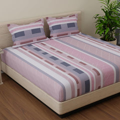 King Size Bedsheet With 2 Pillow Covers - 108 X 108 Inches, White & Mocha Mousse | Ideal For House, Guest House, Hotel | Soft & Comfortable Sleep Experience