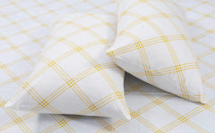 Premium Cotton Bedsheet For Double Bed King Size With 2 Pillow Covers - (108 X 108 Inches) White (Yellow Pattern) | Ideal For All Season Comfortable Bedsheet