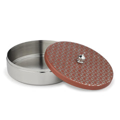 Designer Pink Stainless Steel Round Box With Lid - 480ml, Ikat Series | Tea Taper Dabara - Multipurpose Table Top Containers Jars