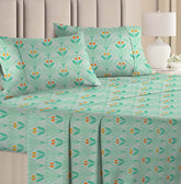 100% Cotton Double Bedsheet Queen Size With 2 Matching Pillow Covers | Soft Touch Cotton Fabric-Comfortable & Durable - 90 X 100 Inches, Light Green