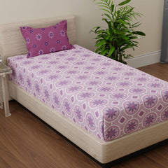 Single Bedsheets With 1 Pillow Cover - 55 X 88 Inches, Pink & Magenta | Perfect For Home Decor & Gifts | 144 Thread Count