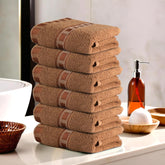 Urbane Home Cotton Hand/Face Towels 900 Gsm | Easily Washable Workout Gym Napkins For Men Towel - Golden (Pack Of 6)