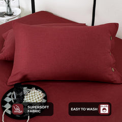 Soft Bedsheet For King Size Bed With 2 Matching Pillow Cover | 98 X 106 Inches, Red | Skin-Friendly Touch & Lasting Comfort - Soft & Breathable