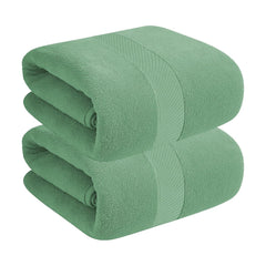House Of Terry 100% Cotton Bath Towel 900 Gsm | Quick Dry, Soft & Absorbent, Fade-Resistant, Skin-Friendly For Men & Women Towel (Green) - Pack Of 2
