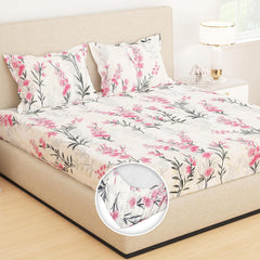 Fitted Bedsheets King Size With 2 Pillow Cover - 72 X 78 Inches, Pink | All Around Elastic Bedsheet - Crafted From Soft, Breathable Fabric