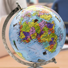 Educational 8 Inch Rotating World Globe With Chrome Finish Arc & Base, World Globe For Home Decor, Office Decor & Gifting For Students Learning, Pack Of 1