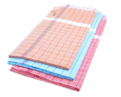 Sathiyas Bath Non-Terry Cotton Towel 550 Gsm | Ultra Absorbent Super Soft & Comfortable-Quick Drying Towel (Orange, Blue & Pink) - 3 Piece