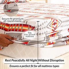 Double Size Elastic Fitted Bedsheet With 2 Pillow Covers - (72 X 72 Inches, Grey & Red) | Wrinkle Free Bed Sheets | Perfect For Home Decor & Gifting